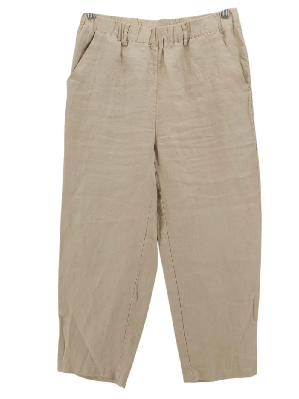 QUINCE 100% European Linen Pants DRIFTWOOD Beige Elastic Waist Size SMALL